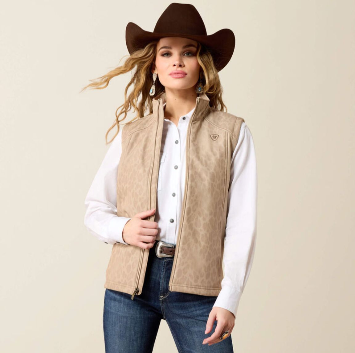 Ariat Logo Softshell Print Vest FADED LEOPARD
