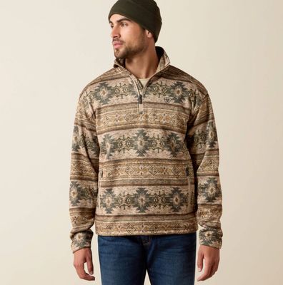 Ariat Caldwell 1/4 Zip Sweater Savannah Tan Southwest