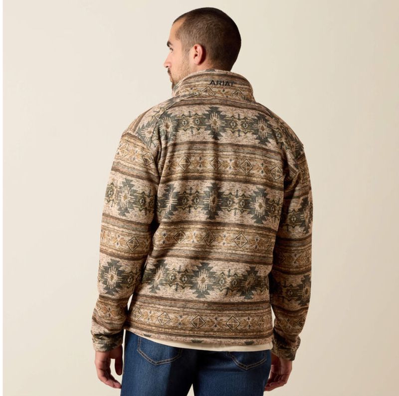 Ariat Caldwell 1/4 Zip Sweater Savannah Tan Southwest