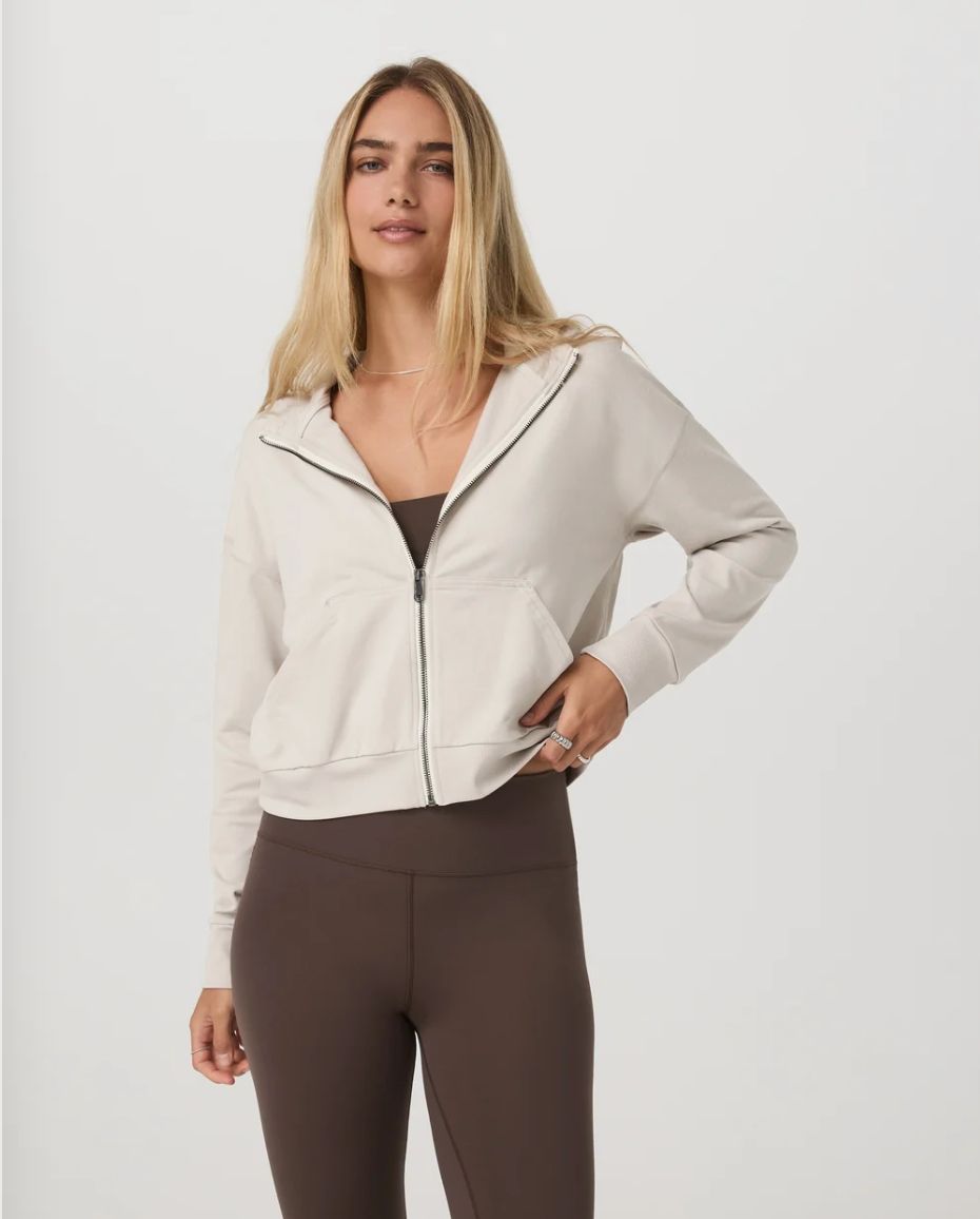 Vuori Halo Modern Full Zip Hoodie Ecru