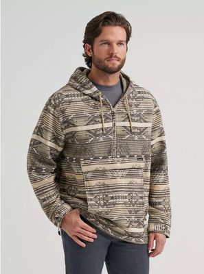 Wrangler JACQUARD QUARTER ZIP HOODED POPOVER JACKET