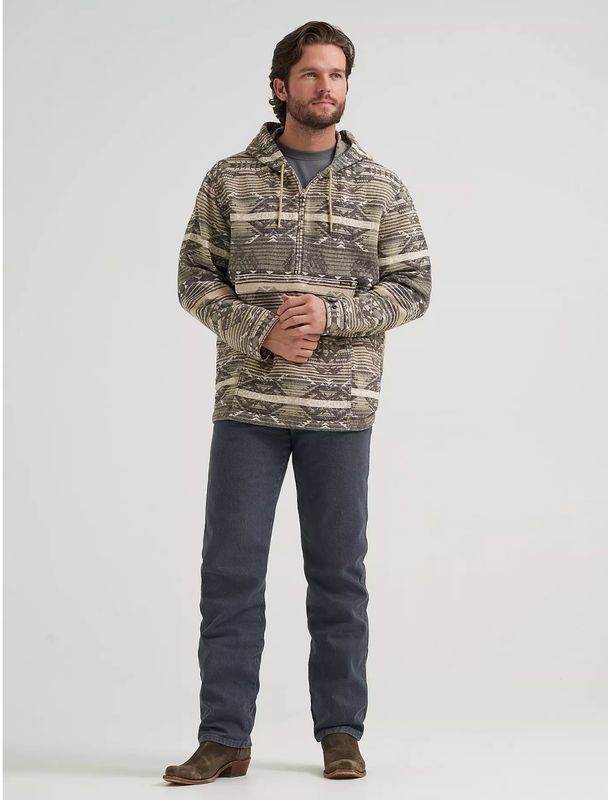 Wrangler JACQUARD QUARTER ZIP HOODED POPOVER JACKET