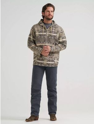 Wrangler JACQUARD QUARTER ZIP HOODED POPOVER JACKET