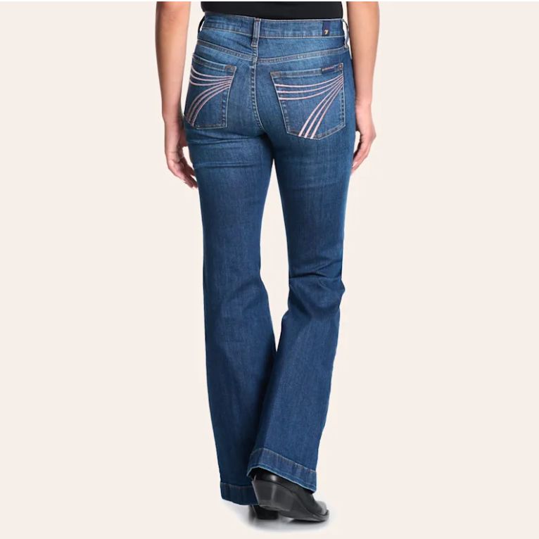 7 FOR ALL MANKIND WOMEN'S PINK STITCH DOJO TAILORLESS TROUSER JEANS