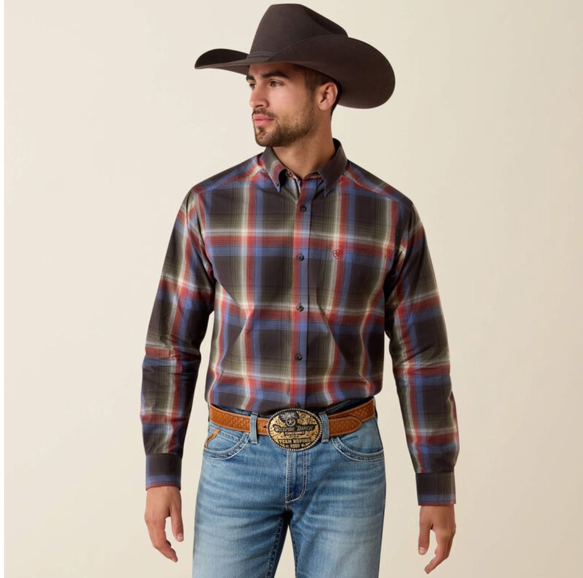 Ariat Pro Series Jetta Classic Fit Shirt ESPRESSO LARGE OMBRE PLAID