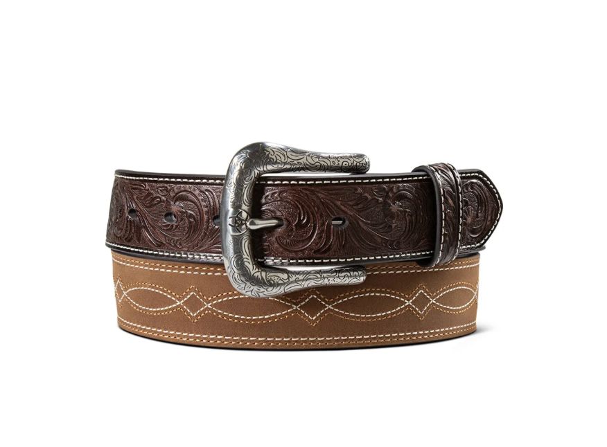 ARIAT MENS BELT 1 1/2 BOOT STITCH BODY MEDIUM BROWN