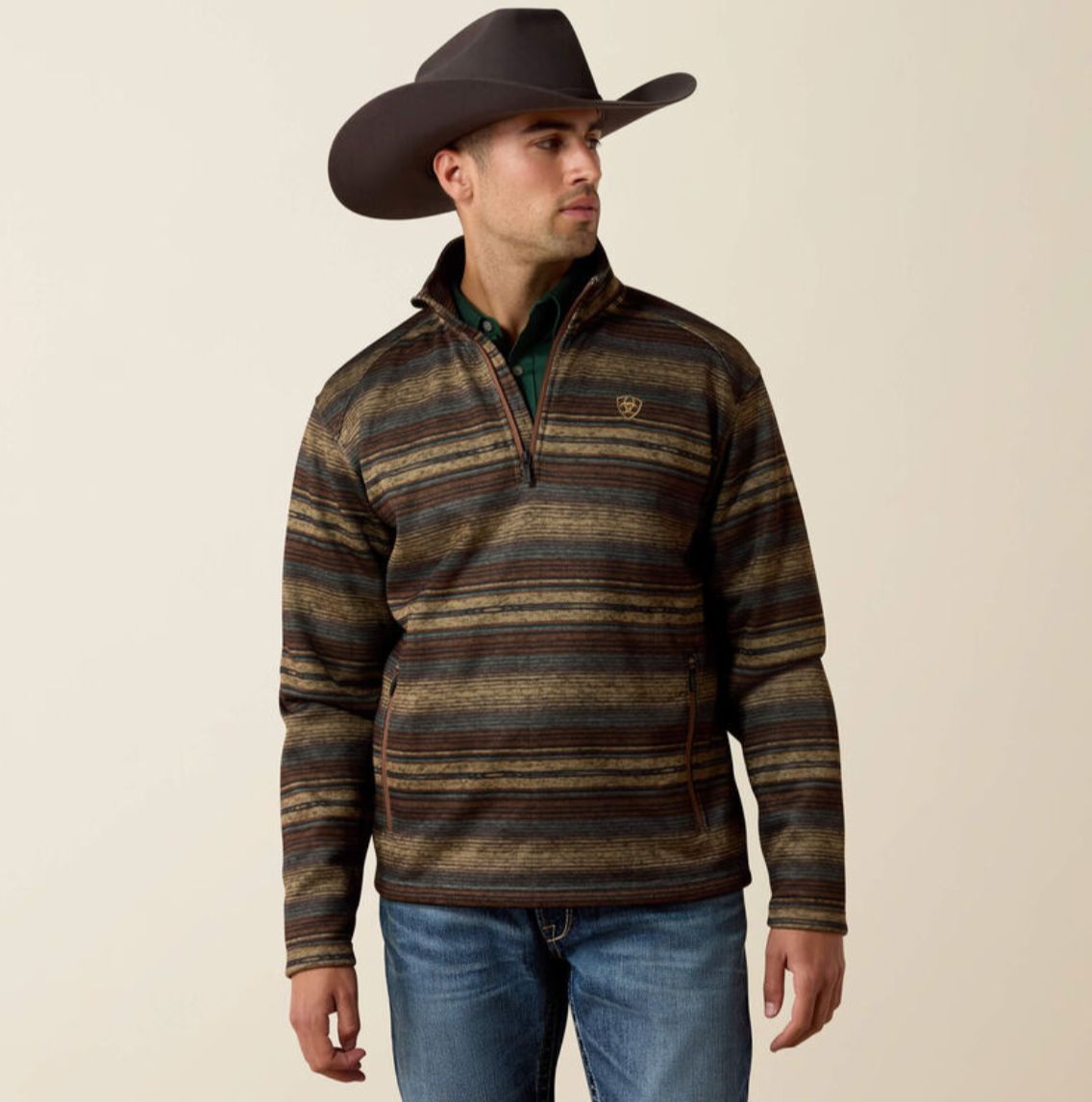 Ariat Caldwell 1/4 Zip Sweater BRAZIL NUT SERAPE