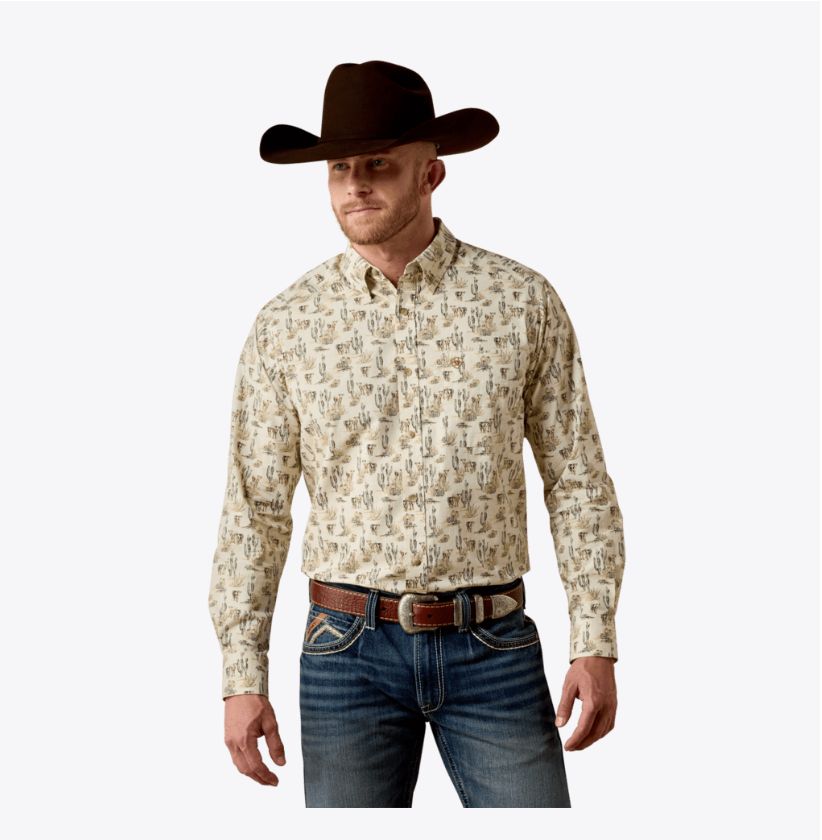 Ariat Luthor Classic Fit Shirt CREAM MULTI SCENIC PRINT