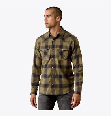 Ariat Retro Hahn Fitted Snap Shirt FOUR LEAF CLOVER PLAID