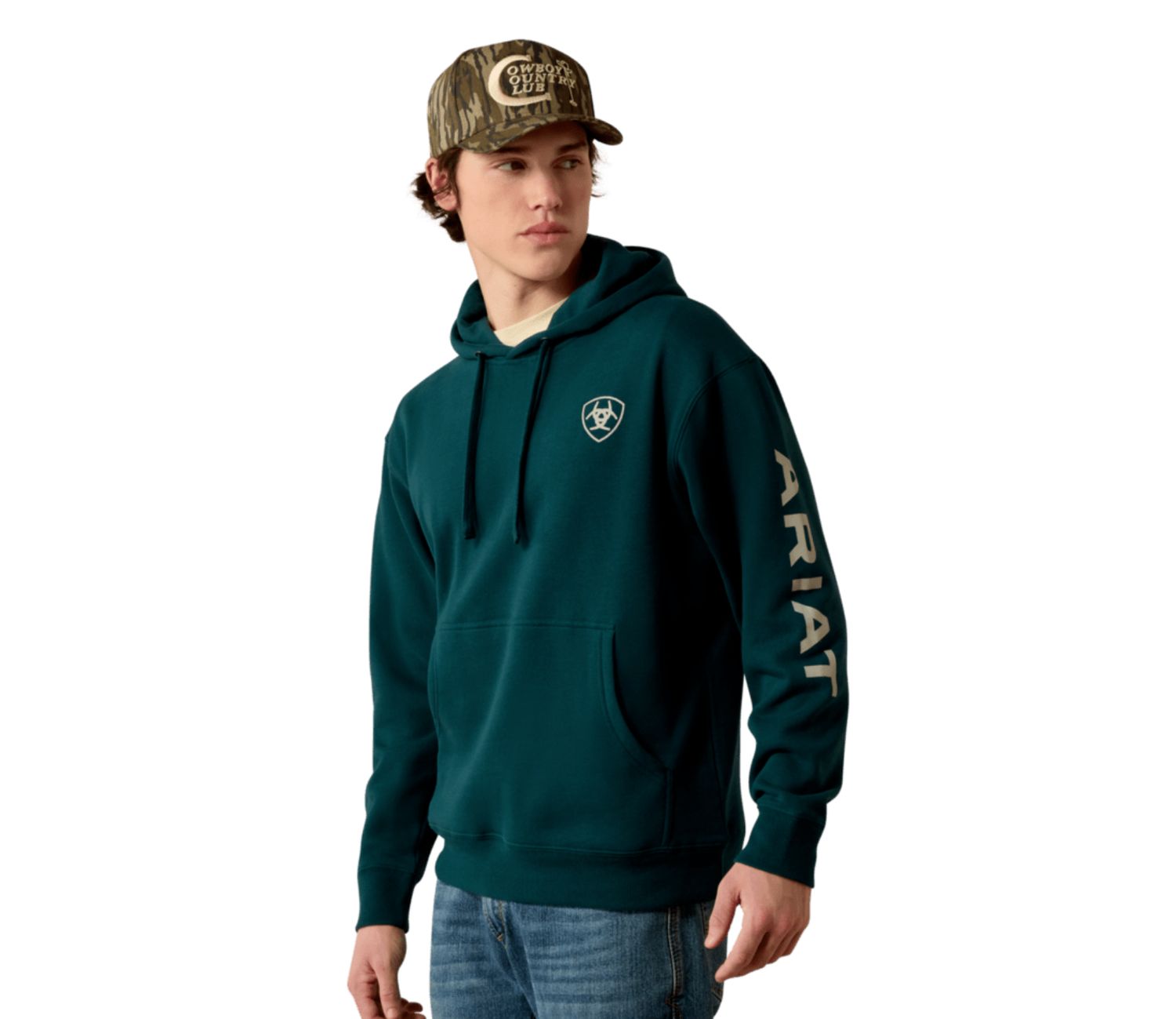 Ariat Mens Logo Hoodie Sea Moss