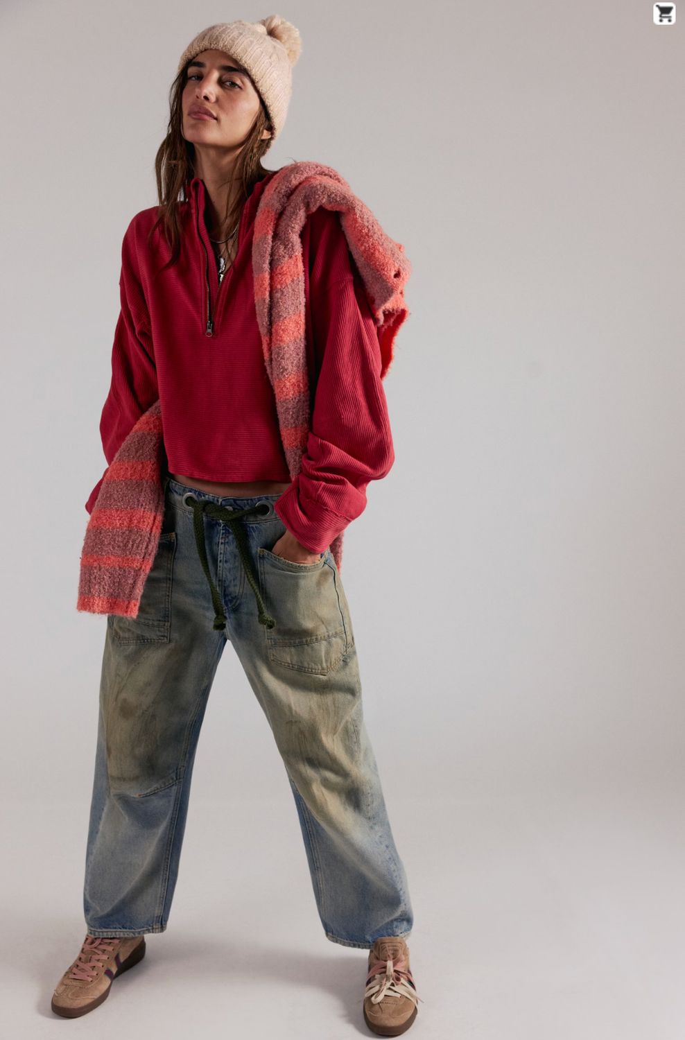 Free People Celeste Quarterzip Salsa