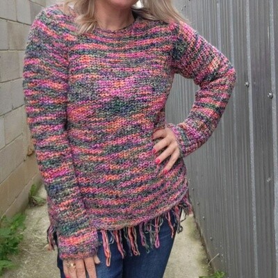 COLOURFUL KNIT SWEATER WITH FRINGE #2322714