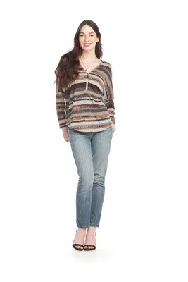 Striped Zip Neck Sweater #st-15275