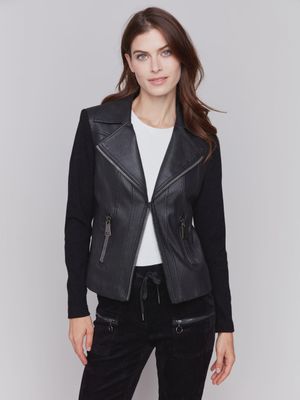 CHARLIE B VINTAGE FAKE LEATHER JACKET #C6273R