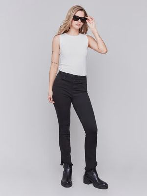 CHARLIE B ASYMMETRICAL LEG PANT #C5429RR BLACK