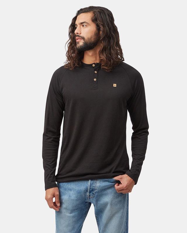TREEBLEND CLASSIC HENLEY LONGSLEEVE BLACK #TCM2308