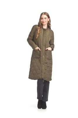 GREEN QUILTED BUTTON FRONT JACKET #JT-17754