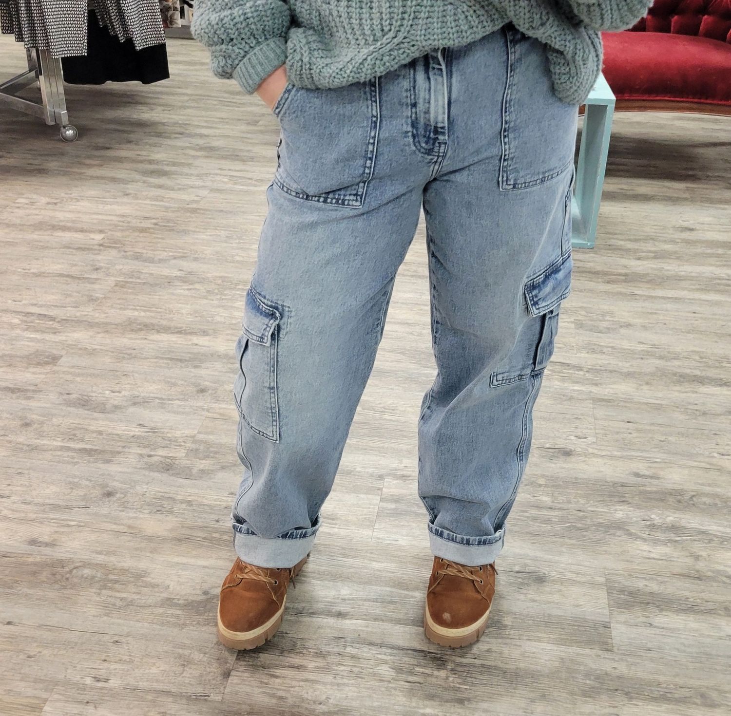 DENIM UTILTY CARGO #L27413ACS274