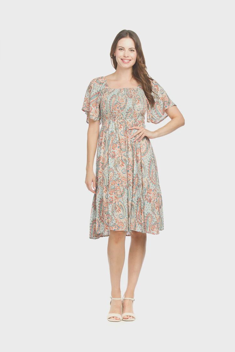 PAISLEY DRESS OF THE SHOULDER #PD-18618