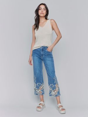 LACE SIDE CUT FLARE LEG PANT #C5648