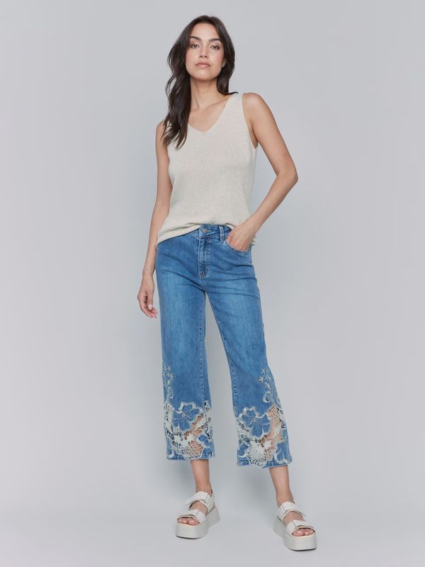 LACE SIDE CUT FLARE LEG PANT #C5648