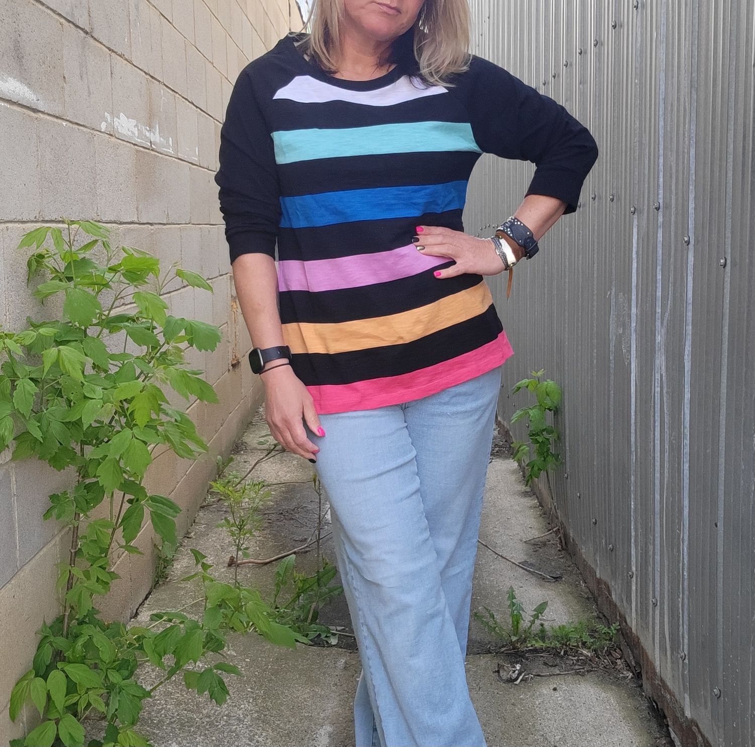 BEETROOT SLV CREW NECK TOP #21440