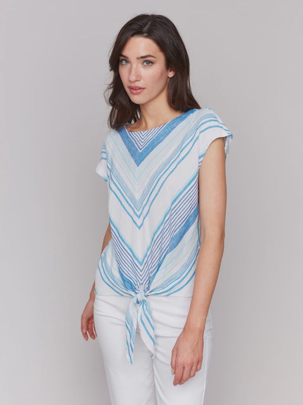 STRIPED CAP SLV W FRONT TIE TOP #C4271