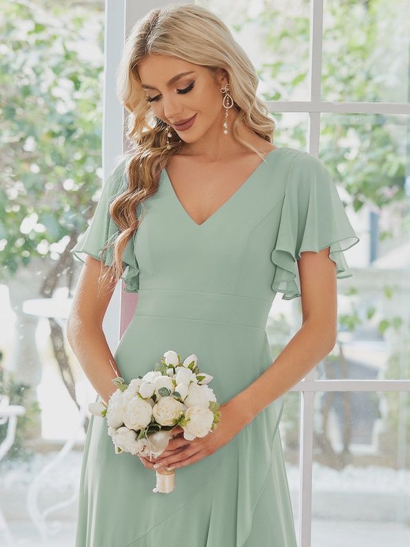 MINT GREEN V-NECK DRESS #ES01749