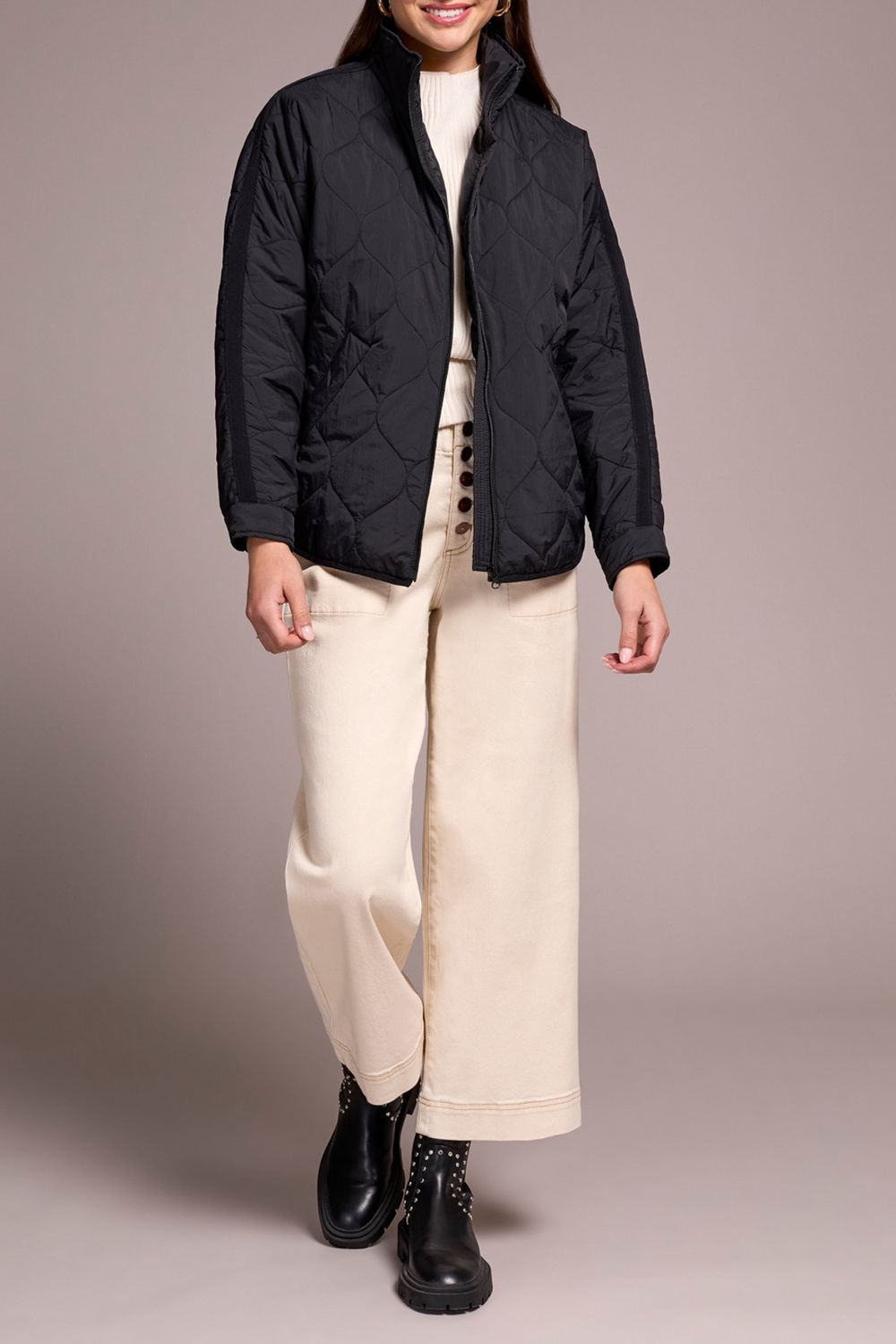 BLACK ZIPPED FRONT QUILTED JACKET #59120