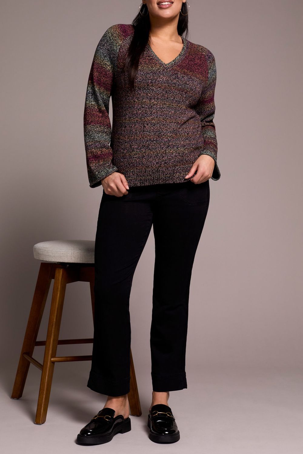 WINE V NECK SWEATER #23740