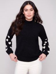 Blk Knit Hearts # c2689R