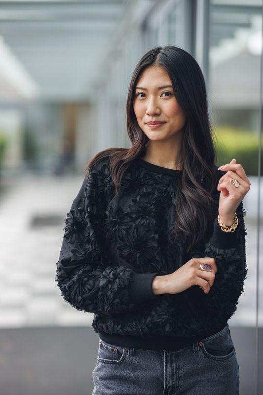 Black floral top # PT-19019