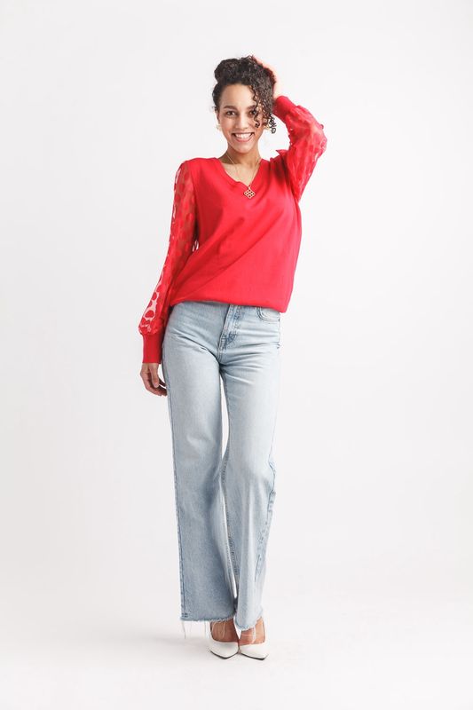 Polka Dot Sleeve Red # ST-15306