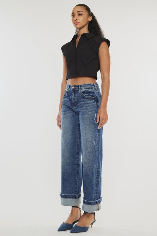 HIGH RISE  CROPPED WIDE LEG JEAN #KC5518D
