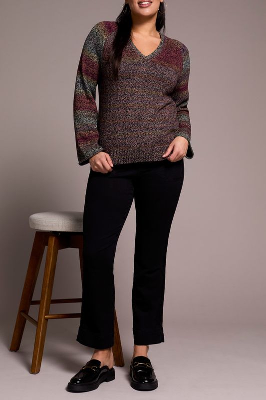 WINE V NECK SWEATER #23740
