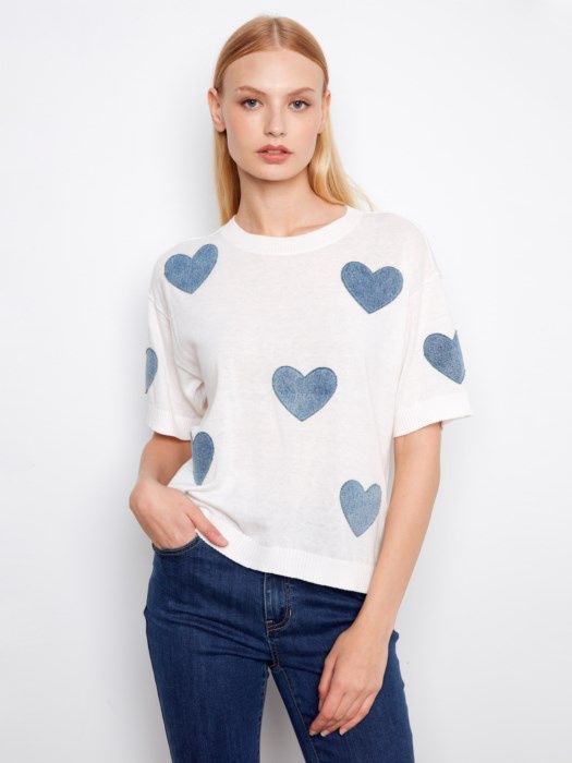 Denim Heart Sweater C2947H