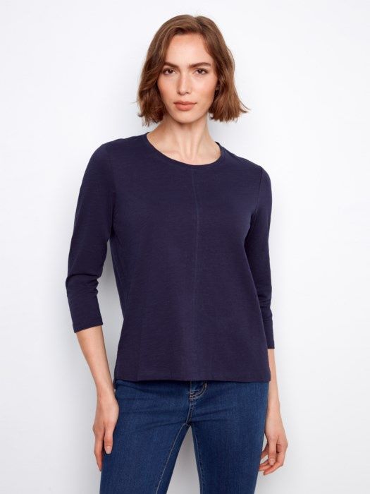 3/4 Sleeve Basic Tee # C1293T Navy