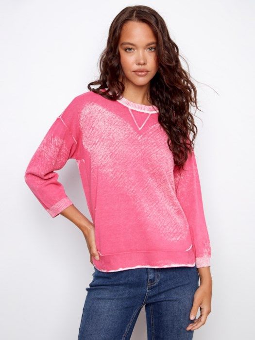 Knit Curved Hem #C2964P Fuchsia
