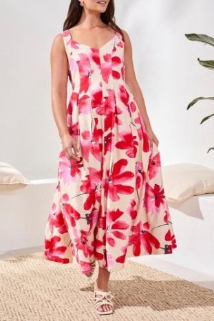 Red floral Dress # 31060