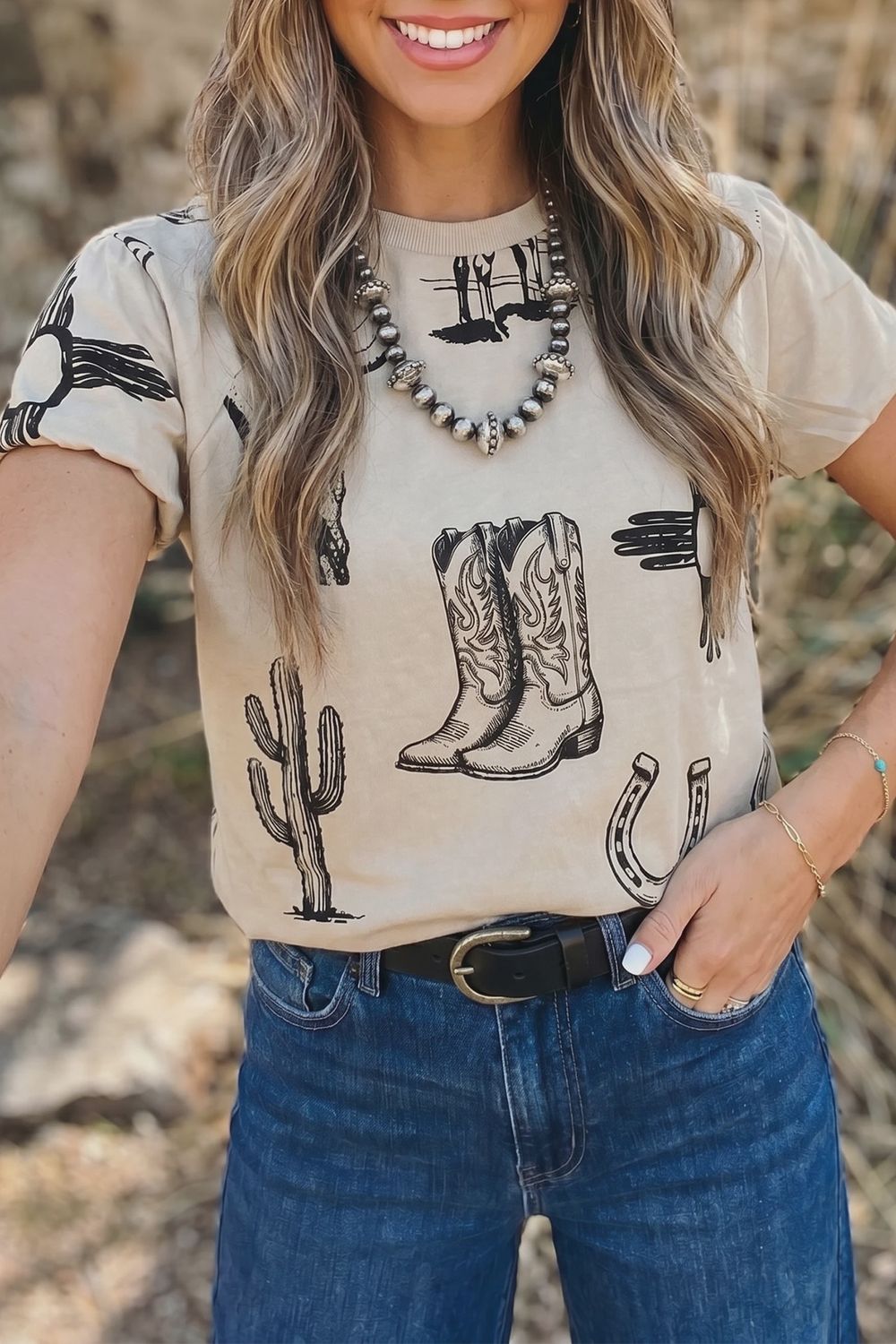 Western Print T-Shirt #LC25231906