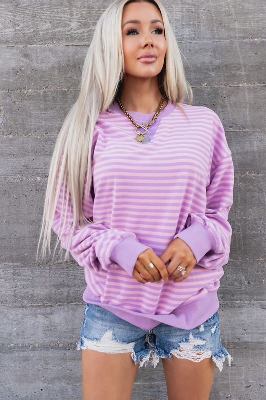 Stripe Fleece Pullover  # AVE2526