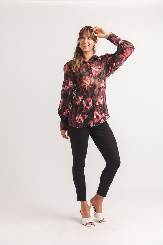 Floral Sheer Blose # PT-21029