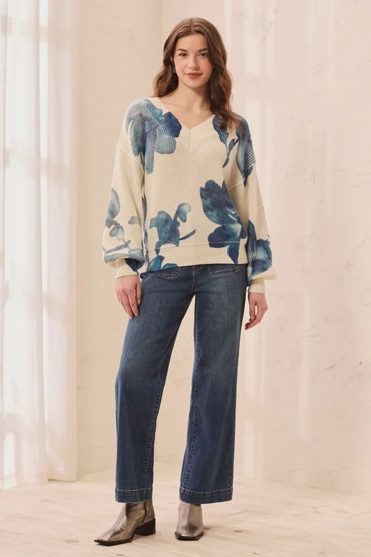 Cream V-Neck Sweater #63630