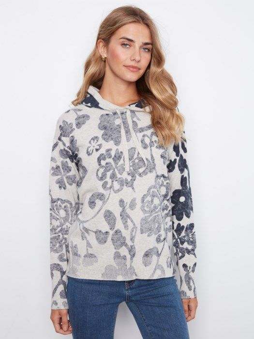 Printed knit hoodie # C2616RPR