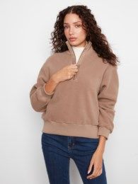 Fleece Half Zip Taupe # C6443