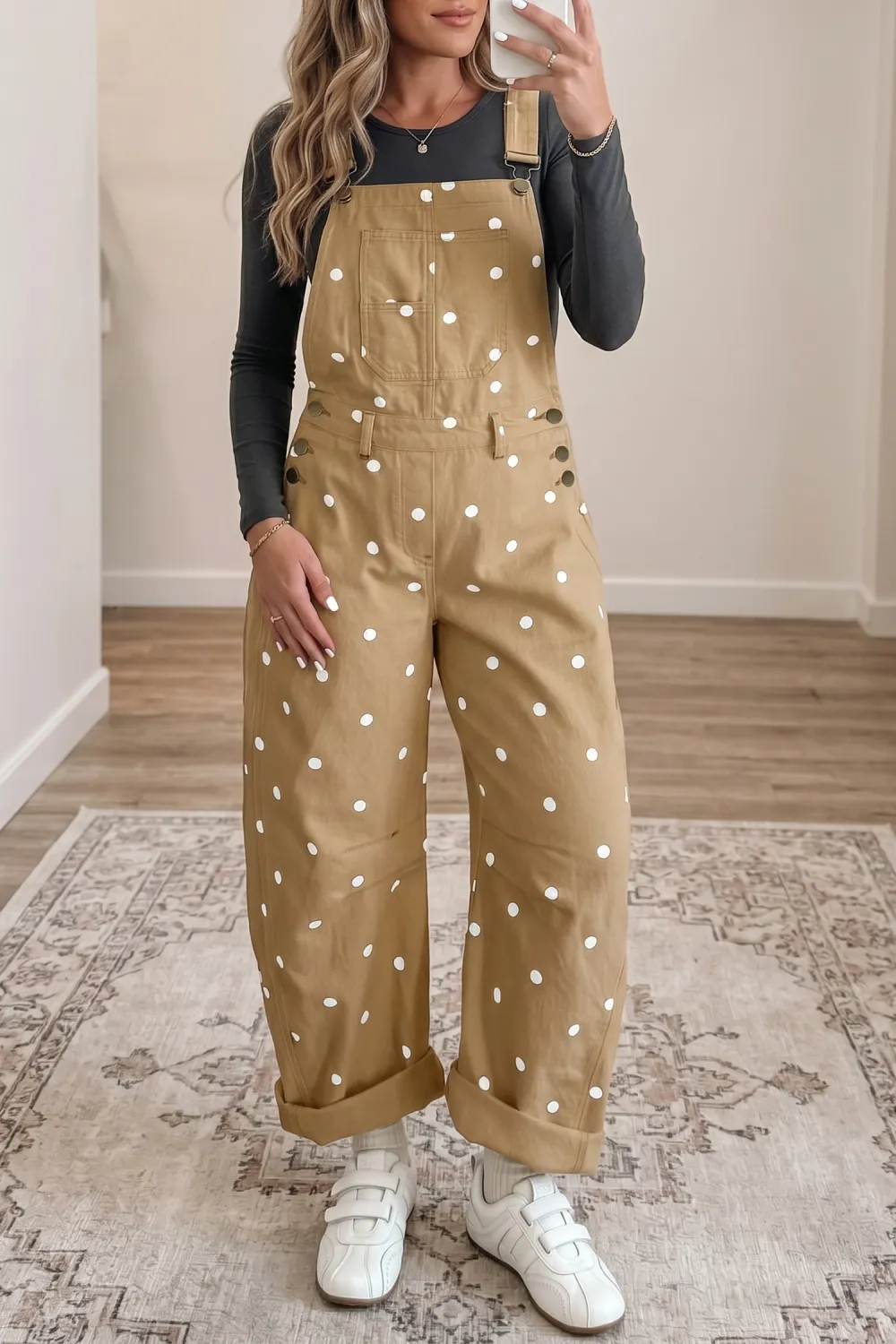 Polka Dot Jumpsuit Beige #LC7721143