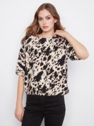 Cow Print Knit Sweater #C2858R