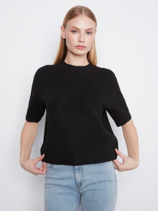 Mock Neck Sweater Black #C2160