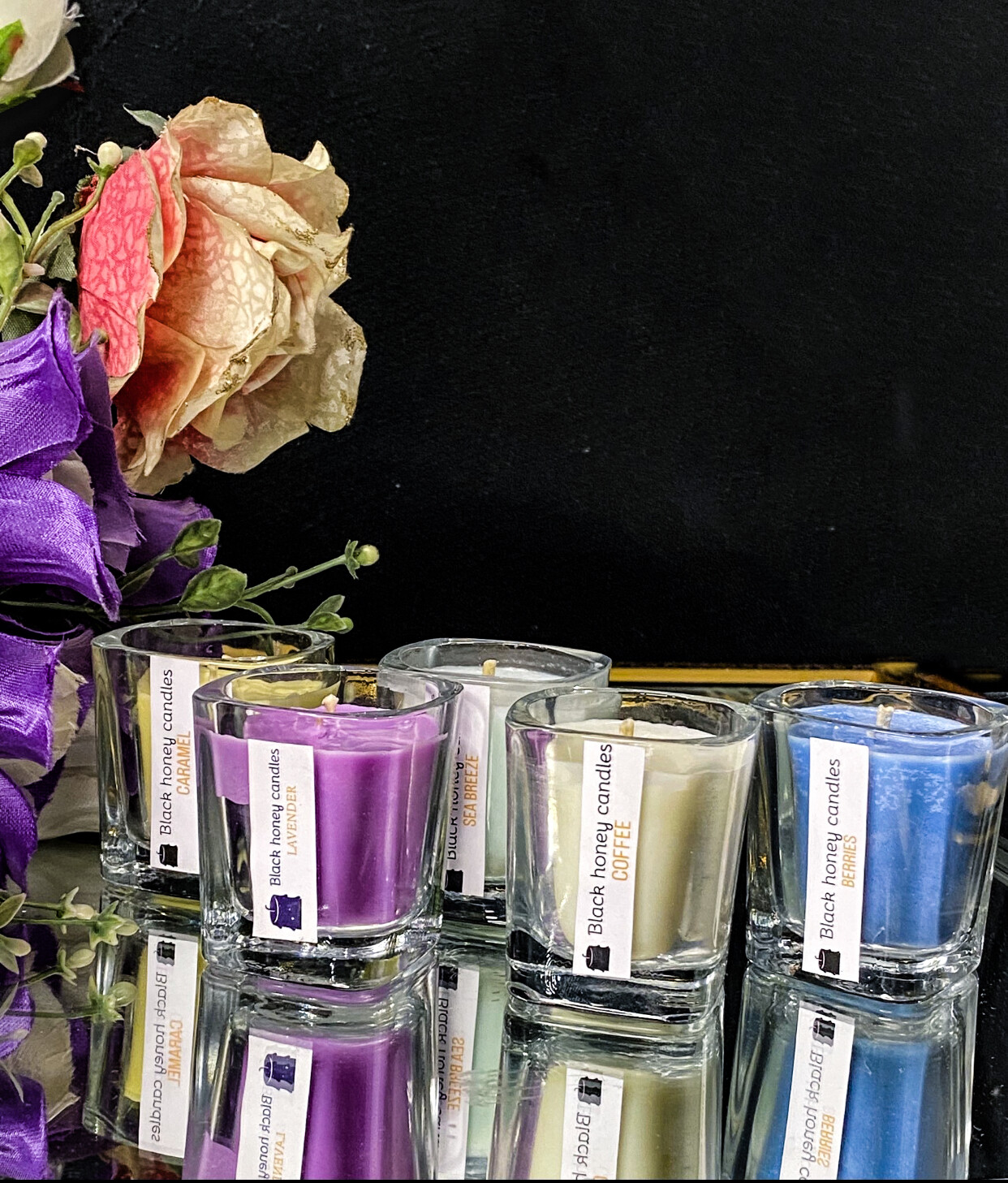 Pair of shot glass candles