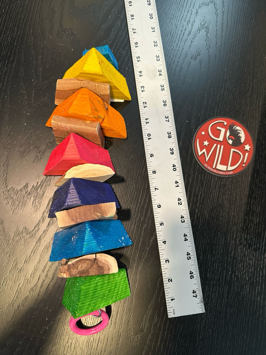 Large Colored Pine Triangle Manzanita On Chain 364